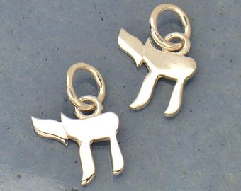 Sterling Silver Chai Symbol Charm: Jewish Life Jewelry