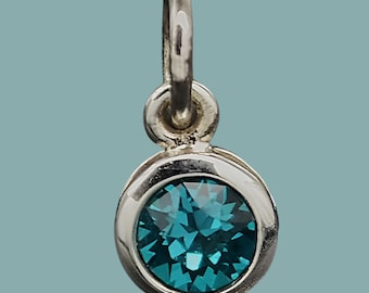 Sterling Silver Birthstone Charm, Gift for Mom, Birthstone, Swarovski Crystal, Birthstone Pendant, Birthstone Jewelry, Birthstone Necklace,