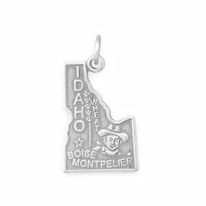Oxidized Silver Idaho State Charm, Sterling Silver, Silver Idaho, Silver State Charm, ID State, Gem State, State Jewelry, State Charm