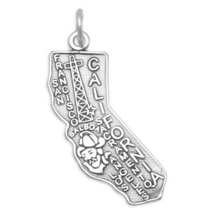 Oxidized Silver California State Charm, Sterling Silver, Silver California, Silver State Charm, CA State, Golden State, State Jewelry