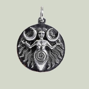 Dije de moneda de la Diosa de la Luna en plata de ley, joyería celestial, colgante de la Diosa Lunar, amuleto espiritual para pulseras y collares.