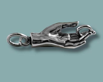 Dije de mano de plata de ley con aro oculto - Colgante de protección simbólica