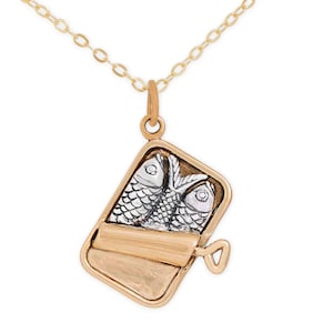 Fish Sardine Can Necklace | Fish Jewelry | Ocean Lover Gift | Fish Pendant | Nautical Themed Pendant | Sardine Jewelry | Sea Life Jewelry