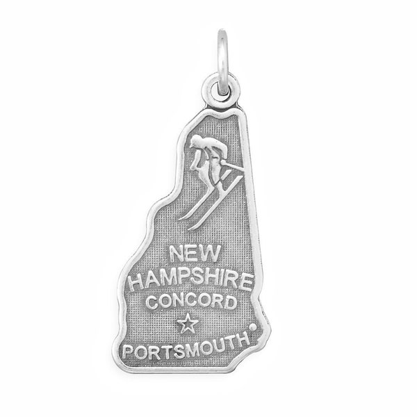 Oxidized Silver New Hampshire State Charm, Sterling Silver, Silver New Hampshire, Silver State Charm, NH State, Granite State
