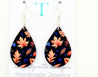 Fall Leaves Teardrop Earrings: Sublimated Double-Sided Fall Jewelry
