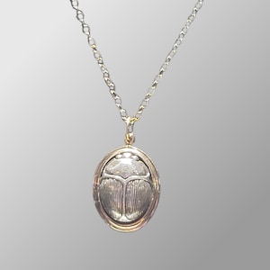 Sterling Silver Scarab Necklace, Egyptian Scarab Pendant, Gold Filled Necklace, Rebirth Jewelry, Beetle Necklace, Bug Necklace