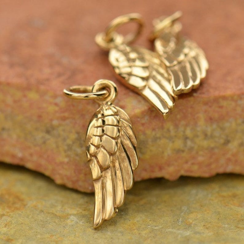 Small Angel Wing Charm Gold Angel Wing Necklace Sterling Etsy UK