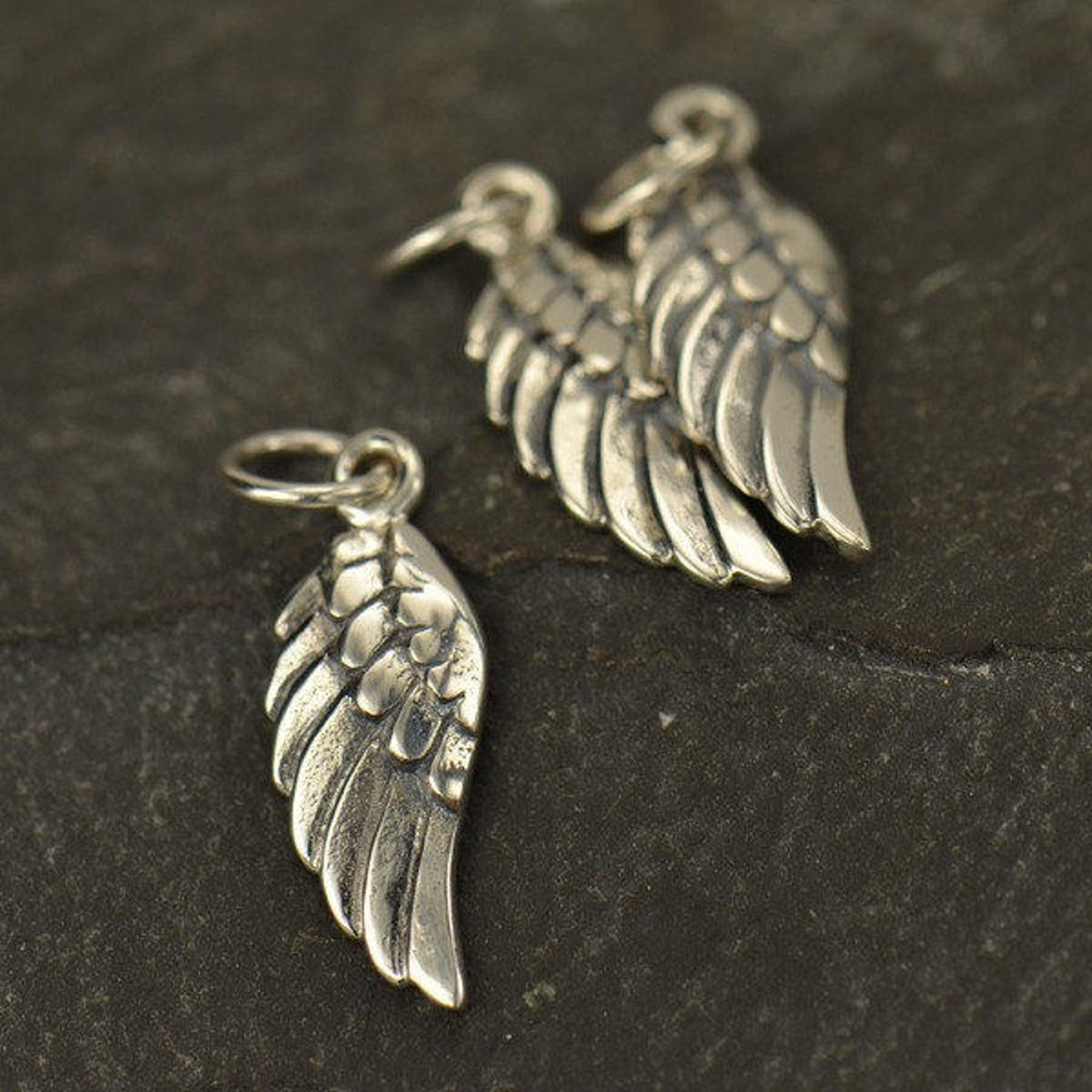 Small Angel Wing Charm Gold Angel Wing Necklace Sterling Etsy UK