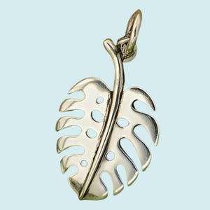 Monstera Leaf Charm, Silver Monstera Leaf, Tropical Leaf Charm, Silver Tropical Leaf, Bronze Monstera Leaf, Nature Charm, Leaf Pendant