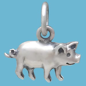 Sterling Silber Schwein Anhänger | Schwein Schmuck | Tier Anhänger | Halskette mit Schweinchen | Bauernhof Charm Schmuck | Geschenk für Tierliebhaber | Schwein Anhänger