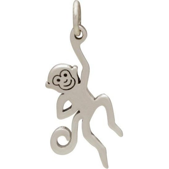Monkey Charm Hanging on a Branch Sterling Silver Monkey Charm Hanging on a Branch Sterling Silver