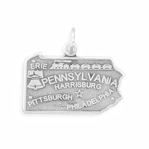 Oxidized Silver Pennsylvania State Charm, Sterling Silver, Silver Pennsylvania, Silver State Charm, PA State, Keystone State