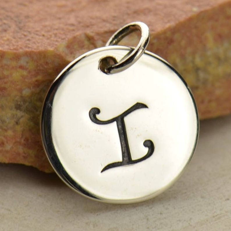 Cursive Letter Letter Charm Sterling Silver Personalized Jewelry Silver Letter Letter Disc Letter Jewelry Personalized Charm