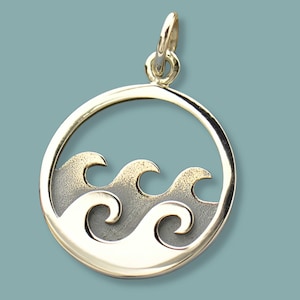 Sterling Silver Wave Charm, Ocean Pendant, Beach Jewelry image 1