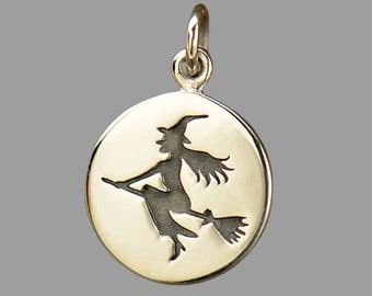 Sterling Silver Witch Charm, Halloween Charm, Silver Witch Charm, Silver Witch, Witch Jewelry, Halloween Jewelry, Witch on Broom