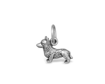 Mini Oxidized Silver Corgi Charm, Dog Charm, Silver Corgi, Silver Dog, Corgi Jewelry, Dog Jewelry, Corgi Lover, Pet Charm, Pet Lover