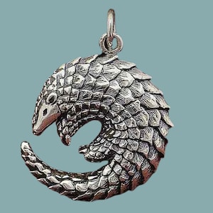 Sterling Silver Pangolin Charm, Endangered Species, Mammal Charm, Animal Charm, Animal Lover Gift, Silver Pangolin, Pangolin Pendant,