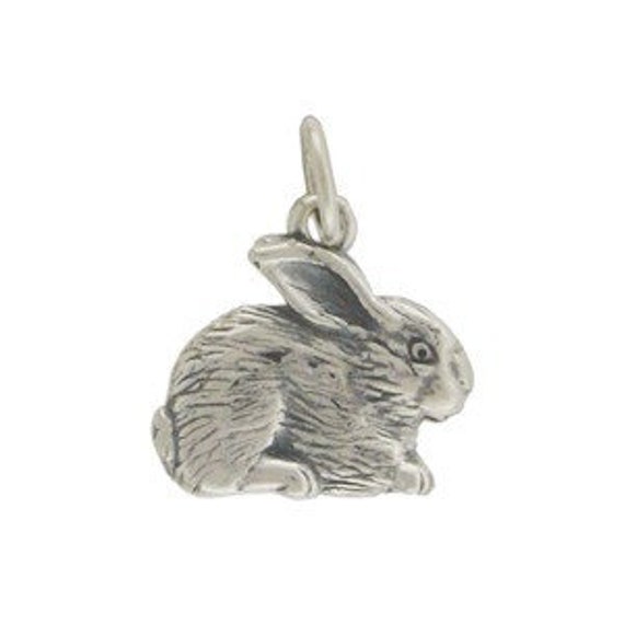 Sterling Silver Realistic Rabbit Charm, Bunny Charm, Animal