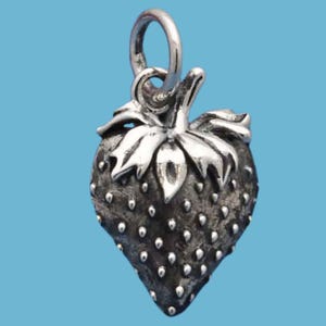 Sterling Silver Strawberry Charm | Fruit Charm | Strawberry Pendant | Fruit Jewelry | Strawberry Necklace | Fruit Lover Gift | Spring Gifts