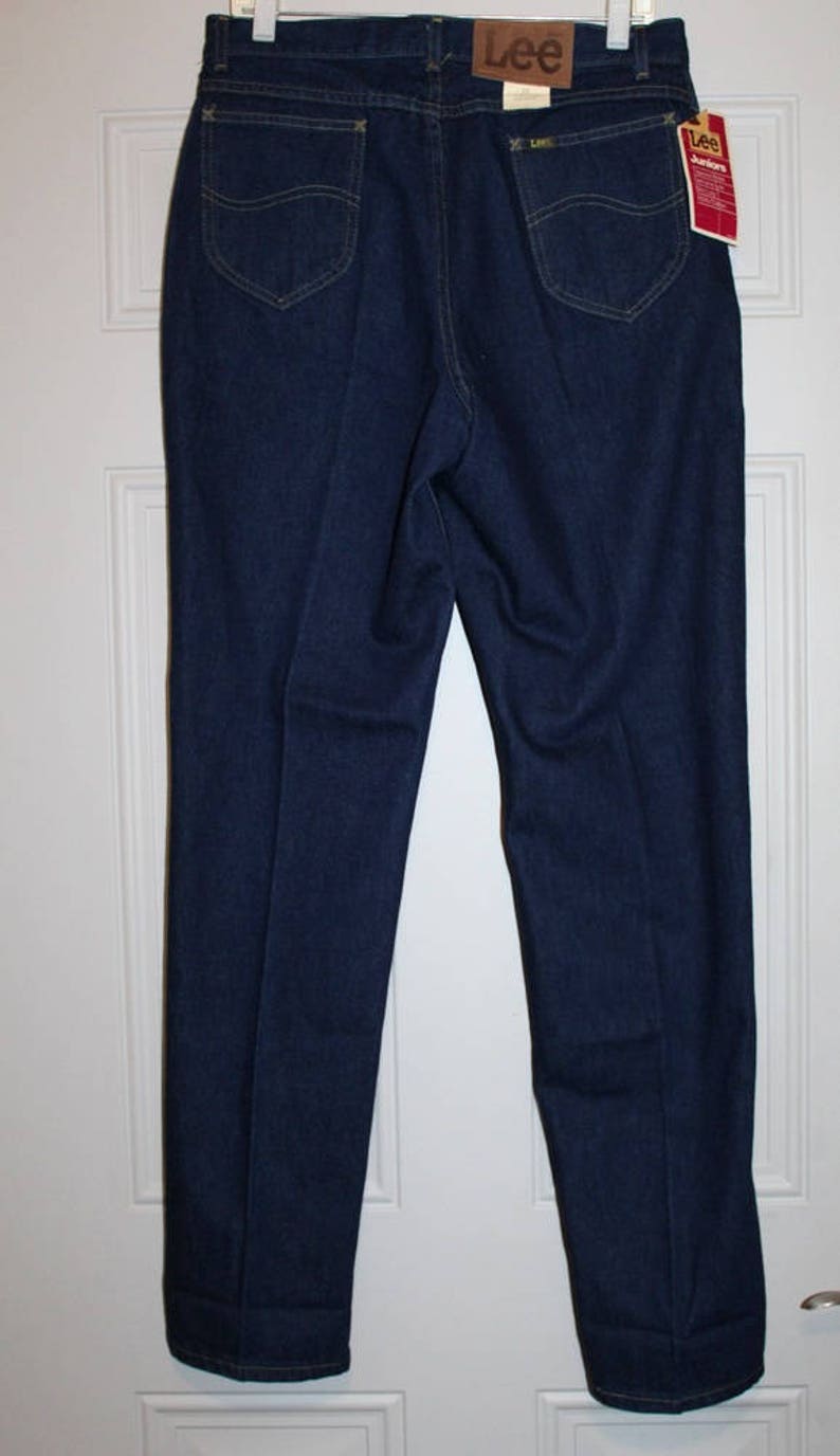 Vintage 80s LEE Dark Wash High Waist Slim Tapered Retro MOM Jeans 15 NOS 32x33 image 6