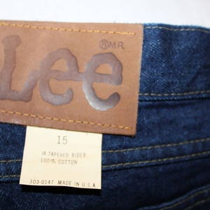 Vintage 80s LEE Dark Wash High Waist Slim Tapered Retro MOM Jeans 15 NOS 32x33 image 2