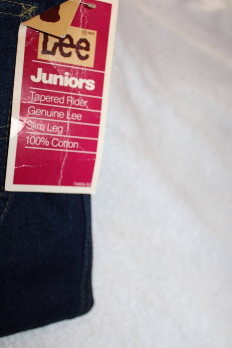 Vintage 80s LEE Dark Wash High Waist Slim Tapered Retro MOM Jeans 15 NOS 32x33 image 3