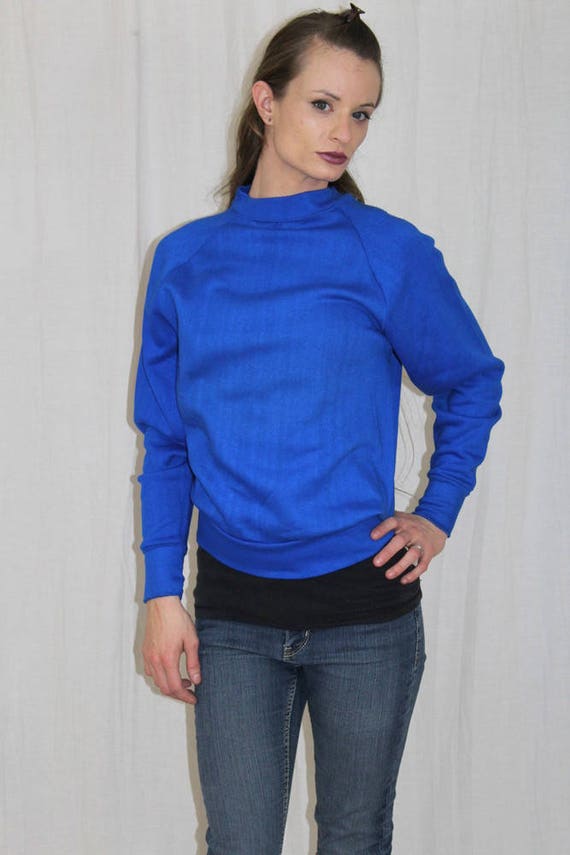 Vintage 80s Cobalt Blue Thin Softest Acrylic RAGLA