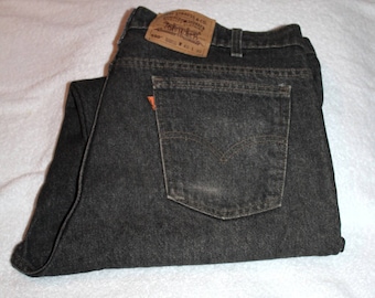 Vintage 80s Levis 550 Black Relaxed Fit Tapered Leg Orange Tab Retro Jeans 41x30