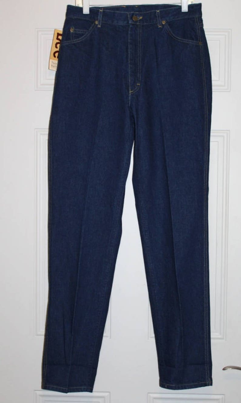 Vintage 80s LEE Dark Wash High Waist Slim Tapered Retro MOM Jeans 15 NOS 32x33 image 4