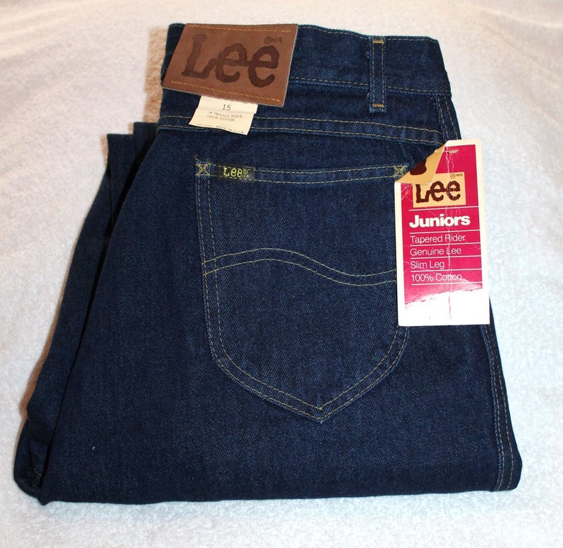Vintage 80s LEE Dark Wash High Waist Slim Tapered Retro MOM Jeans 15 NOS 32x33 image 1