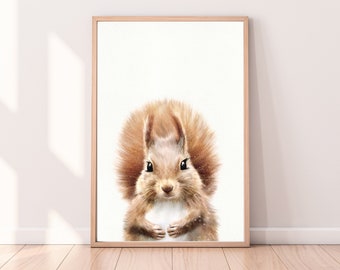 NEW Baby Squirrel Print, Woodland Nursery Wall Art, Nursery Decor, Modern Nursery Decor, Baby Shower Gift