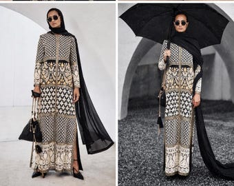 Chaqueta caftán Ari negra bordada a mano: inspirada en Iqbal Hussain / Ropa formal del sur de Asia hecha a medida