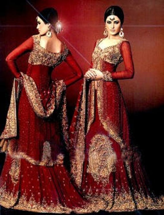 maroon wedding dresses pakistani