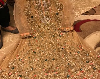 Uso formal paquistaní, boda paquistaní vestidos formales fuertemente embellecidos, ropa de boda paquistaní