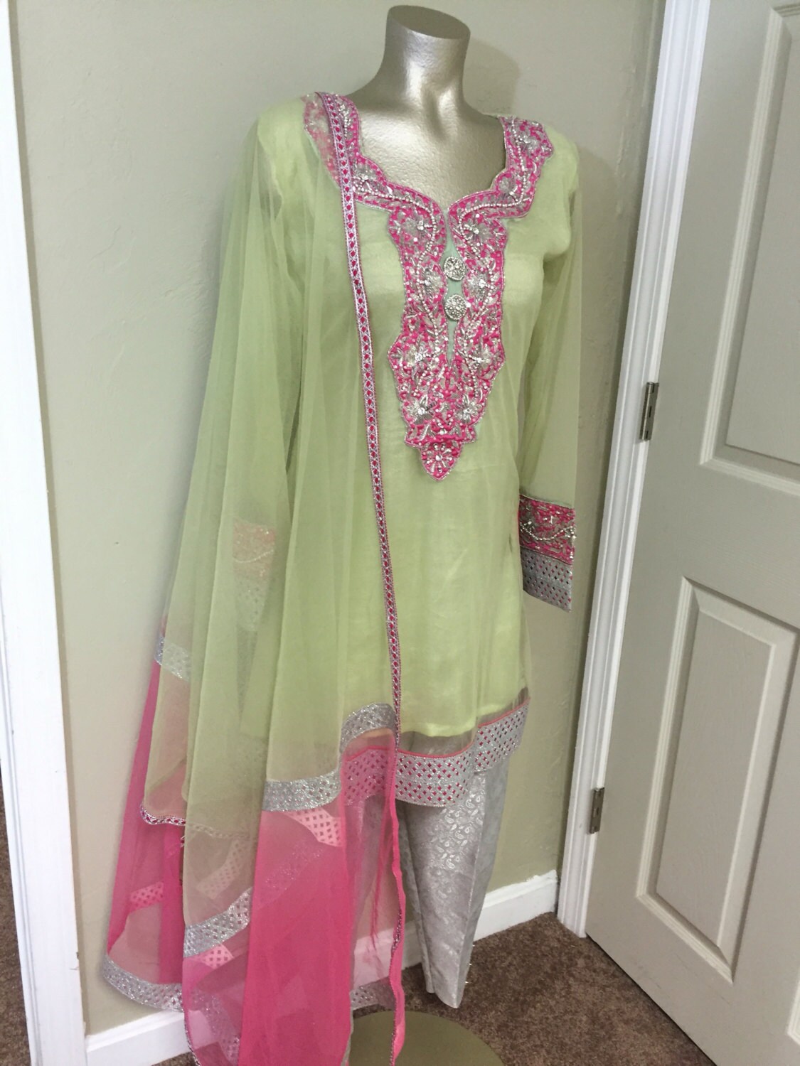 Net Kurta With Cigarette Pants 