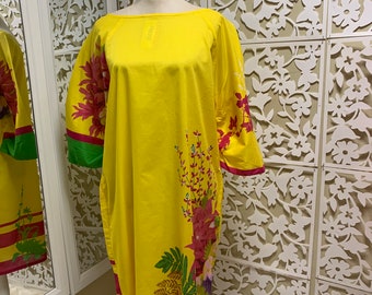 Sana Safinaz Yellow Printed Lawn Kurta, Large