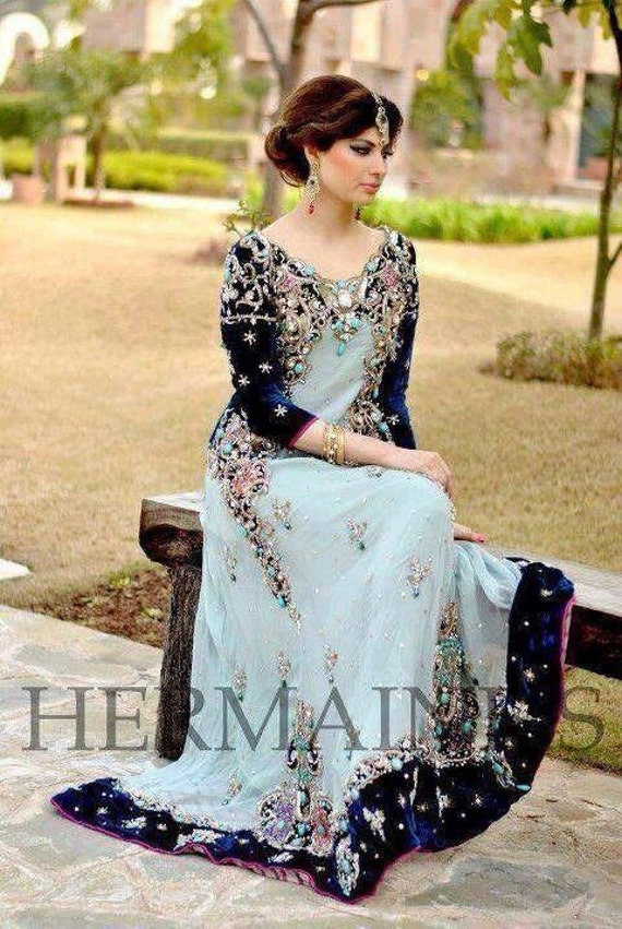 Blue Maxi Dress Pakistani Wedding ...