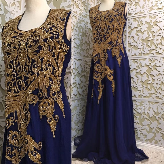 knee length dresses for ladies Masakali Maxi Dress (Blue) – MERAKHI main image 0