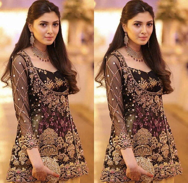 Black Angarkha Frock Formal Embroidered 