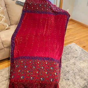 Hot Pink Beaded Velvet Shawl