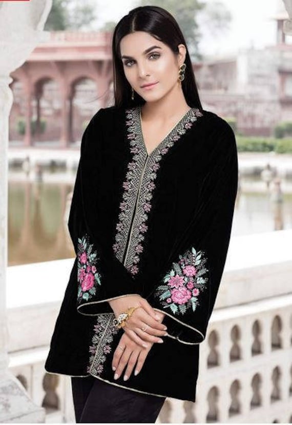 black velvet pakistani dress