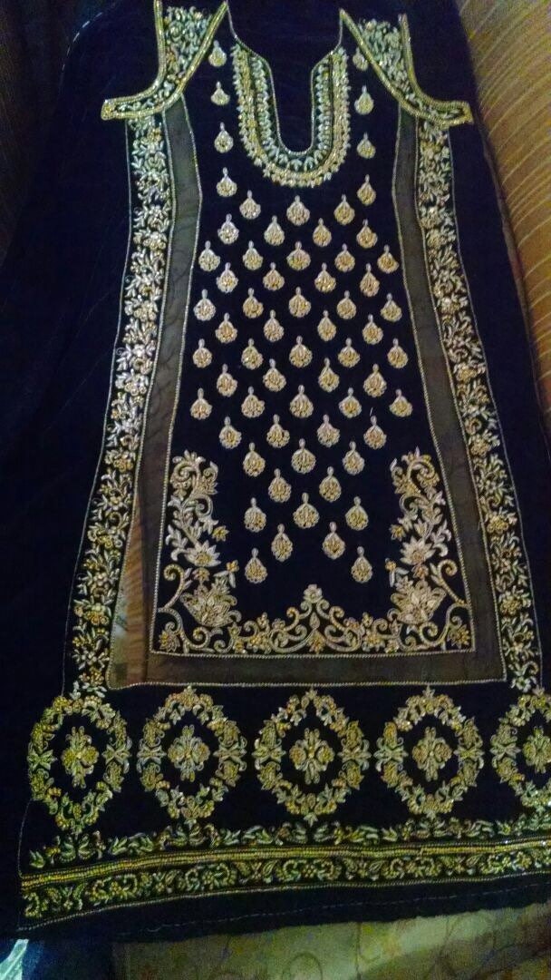 Pakistani Engagement/wedding Formal Dress Black&gold Long - Etsy