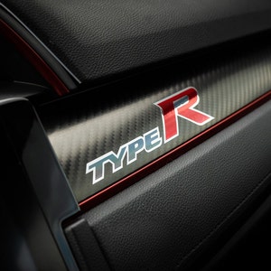thumbnail image 2 of Carbon Fiber Honda Badge Emblem Civic FK8 Type R Red - Front Grill & Trunk Gloss Black 2 of 4