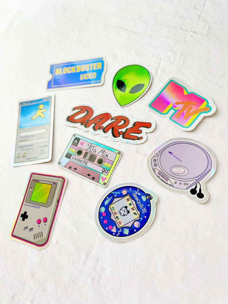 90's Holographic Mini Sticker Pack 9 Sparkly Sticker - Etsy