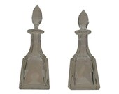 Mid-Century Modern Cut Crystal Bottles - A Pair