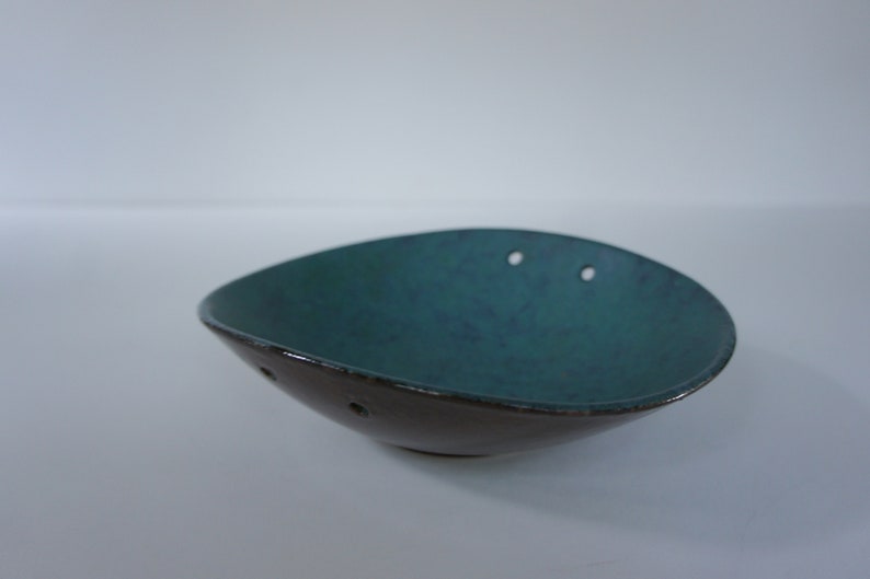 Carstens Tonnieshof Pottery Turquoise Blue Oval Bowl image 7