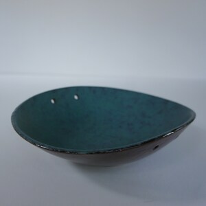 Carstens Tonnieshof Pottery Turquoise Blue Oval Bowl image 5