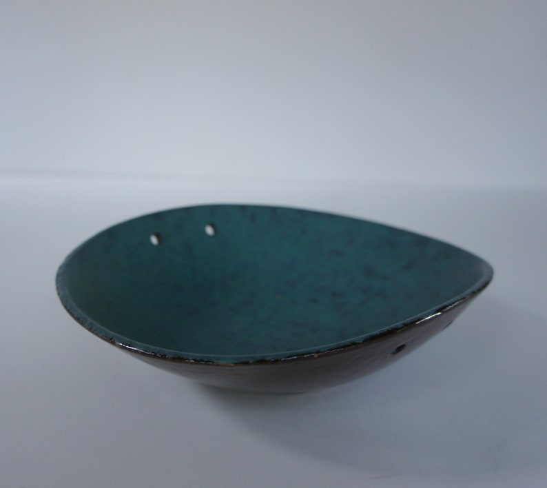 Carstens Tonnieshof Pottery Turquoise Blue Oval Bowl image 5