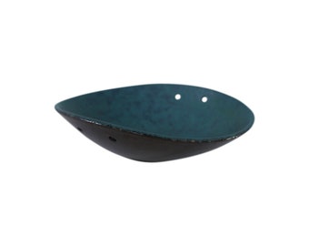 Carstens Tonnieshof Pottery Turquoise Blue Oval Bowl