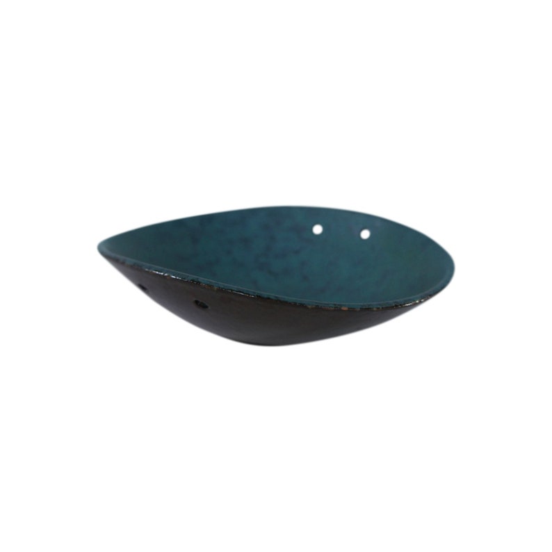 Carstens Tonnieshof Pottery Turquoise Blue Oval Bowl image 1